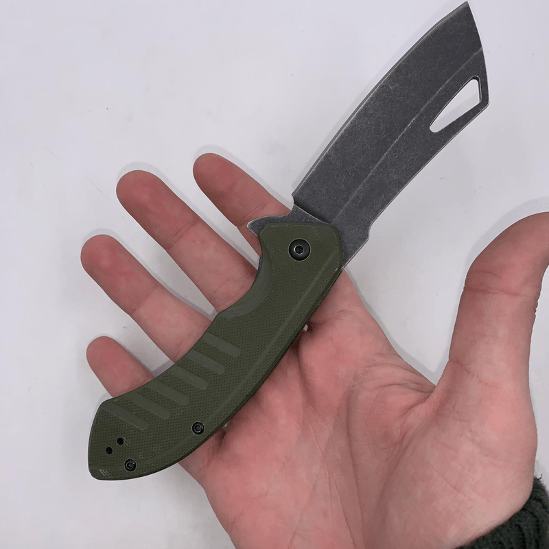 Sport si Outdoor - Camping - Cutite, bricege si accesorii - Cutite si bricege - Cutit Pliabil cu Lama Dreapta, Maner Aderent, Prindere Curea, 20 cm, Verde - Infinity.ro
