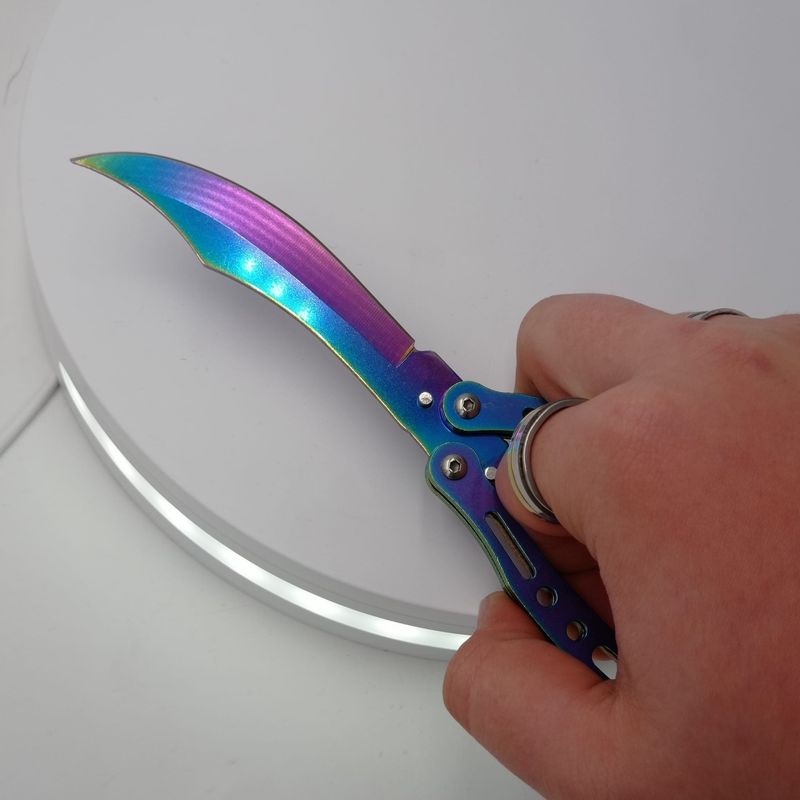 Sport si Outdoor - Camping - Cutite, bricege si accesorii - Cutite si bricege - Cutit fluture, Butterfly, model dinamic, curbat, fade, 23 cm - Infinity.ro