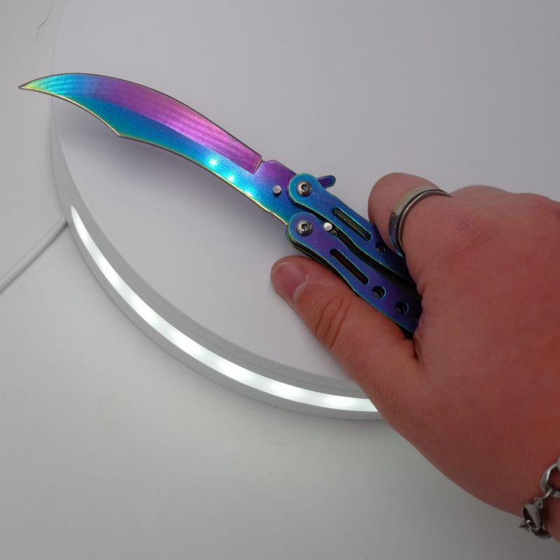 Sport si Outdoor - Camping - Cutite, bricege si accesorii - Cutite si bricege - Cutit fluture, Butterfly, model dinamic, curbat, fade, 23 cm - Infinity.ro