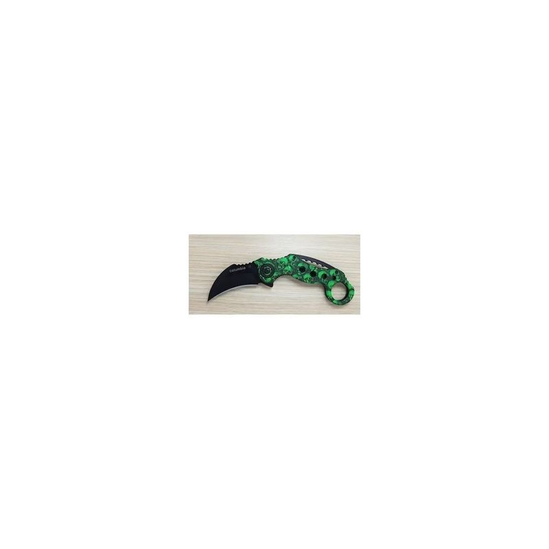 Sport si Outdoor - Camping - Cutite, bricege si accesorii - Cutite si bricege - Cutit Karambit Columbia celtic skull verde claw knife - Infinity.ro