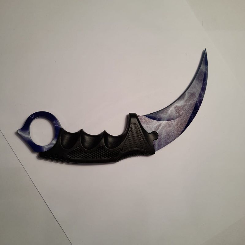 Sport si Outdoor - Camping - Cutite, bricege si accesorii - Cutite si bricege - Cutit Karambit albastru, fulger si tunet, teaca, snur de agatat, CS:GO - Infinity.ro