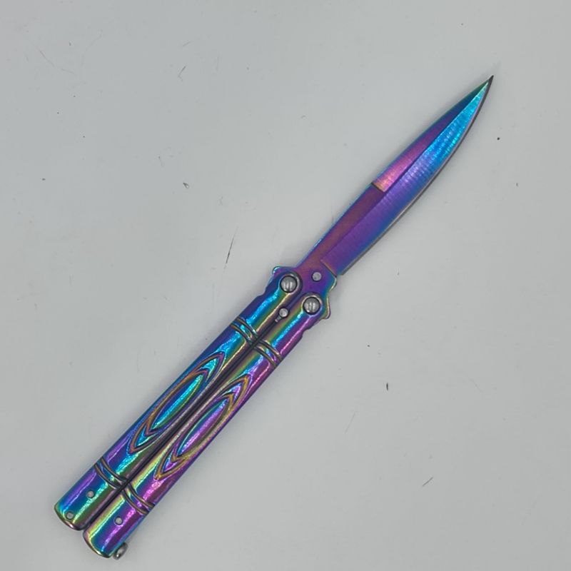 Sport si Outdoor - Camping - Cutite, bricege si accesorii - Cutite si bricege - Cutit fluture, Butterfly, Balisong 21.50 cm, fade clasic - Infinity.ro