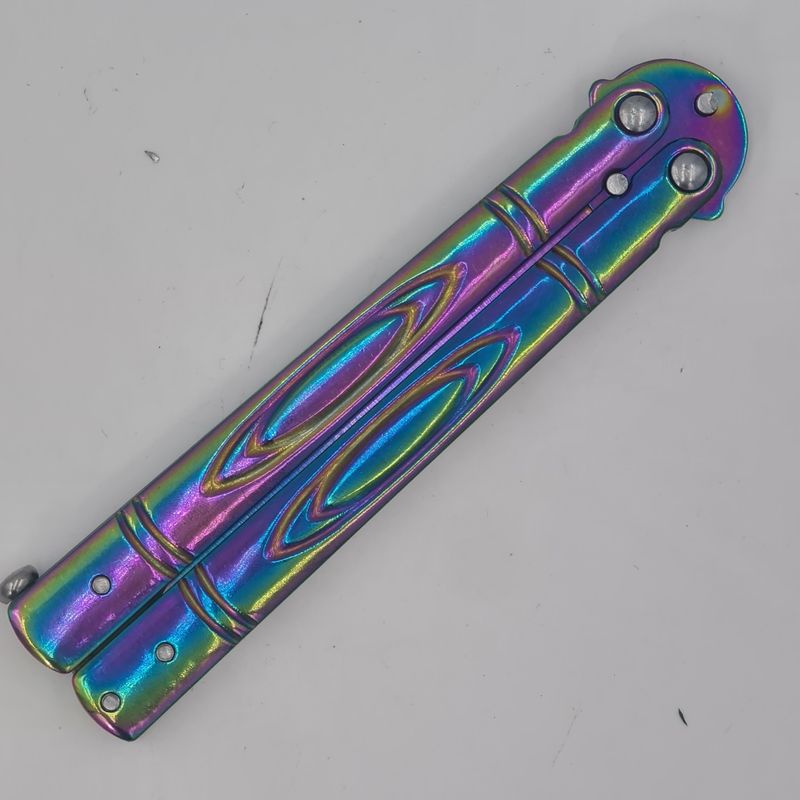 Sport si Outdoor - Camping - Cutite, bricege si accesorii - Cutite si bricege - Cutit fluture, Butterfly, Balisong 21.50 cm, fade clasic - Infinity.ro