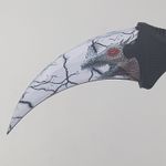 Sport si Outdoor - Camping - Cutite, bricege si accesorii - Cutite si bricege - Cutit Karambit steel cu teaca si snur de agatat, alb, dragon - Infinity.ro