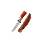 Sport si Outdoor - Camping - Cutite, bricege si accesorii - Cutite si bricege - Cutit Maner Os , Din Otel, Husa De Piele, Maro, 21 cm - Infinity.ro