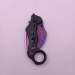 Sport si Outdoor - Camping - Cutite, bricege si accesorii - Cutite si bricege - Cutit Karambit cu Tais, Sistem Prindere Curea, Inel, Curbat, Multicolor, 19 cm - Infinity.ro