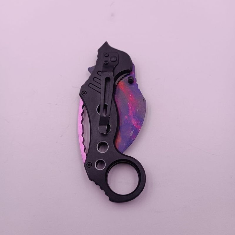 Sport si Outdoor - Camping - Cutite, bricege si accesorii - Cutite si bricege - Cutit Karambit cu Tais, Sistem Prindere Curea, Inel, Curbat, Multicolor, 19 cm - Infinity.ro