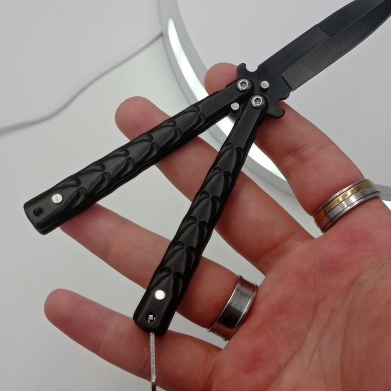 Sport si Outdoor - Camping - Cutite, bricege si accesorii - Cutite si bricege - Cutit fluture, Butterfly, model dinamic, negru, 16 cm - Infinity.ro