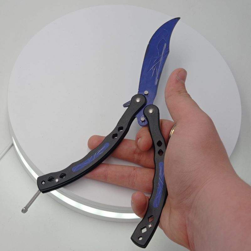 Sport si Outdoor - Camping - Cutite, bricege si accesorii - Cutite si bricege - Cutit fluture, Butterfly,  fara tais, model fulger, curbat, 26 cm - Infinity.ro