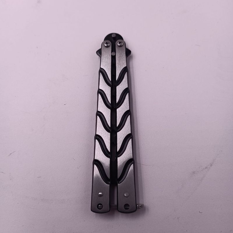 Sport si Outdoor - Camping - Cutite, bricege si accesorii - Cutite si bricege - Cutit Fluture Pentru Antrenament, Deschidere Manuala, Otel, 22 cm, Argintiu/Negru - Infinity.ro