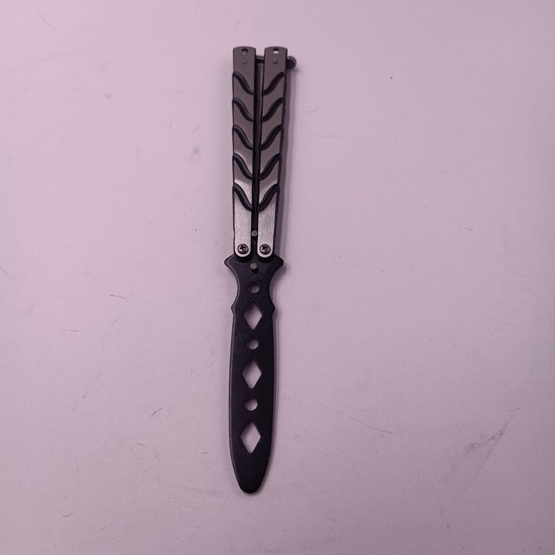 Sport si Outdoor - Camping - Cutite, bricege si accesorii - Cutite si bricege - Cutit Fluture Pentru Antrenament, Deschidere Manuala, Otel, 22 cm, Argintiu/Negru - Infinity.ro