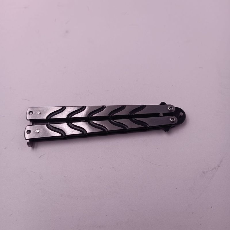 Sport si Outdoor - Camping - Cutite, bricege si accesorii - Cutite si bricege - Cutit Fluture Pentru Antrenament, Deschidere Manuala, Otel, 22 cm, Argintiu/Negru - Infinity.ro