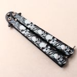 Sport si Outdoor - Camping - Cutite, bricege si accesorii - Cutite si bricege - Cutit Fluture Fara Tais, Model Cranii, Pentru Antrenament, 17 Cm, Alb - Infinity.ro