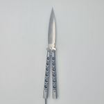 Sport si Outdoor - Camping - Cutite, bricege si accesorii - Cutite si bricege - Cutit Fluture Butterfly, Balisong, Model Gauri Fantoma, Culoare Gri, 24 cm - Infinity.ro
