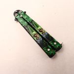 Sport si Outdoor - Camping - Cutite, bricege si accesorii - Cutite si bricege - Cutit Fluture Fara Tais, Model Canabis Pentru Antrenament, 17 Cm, Verde - Infinity.ro