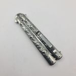 Sport si Outdoor - Camping - Cutite, bricege si accesorii - Cutite si bricege - Cutit Fluture cu Tais, Model Cap de Mort, Prindere Curea, 23 cm, Argintiu - Infinity.ro