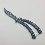 Sport si Outdoor - Camping - Cutite, bricege si accesorii - Cutite si bricege - Cutit Fluture cu Tais, Model Cap de Mort, Curbat, 10 cm, Negru - Infinity.ro