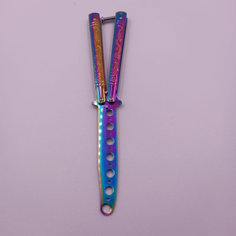 Sport si Outdoor - Camping - Cutite, bricege si accesorii - Cutite si bricege - Cutit Fluture Fara Tais, Pentru Antrenament, Fade, Model Dragon, Otel, 23 cm - Infinity.ro