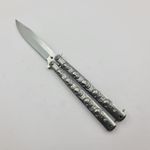 Sport si Outdoor - Camping - Cutite, bricege si accesorii - Cutite si bricege - Cutit Fluture cu Tais, Model Cap de Mort, Prindere Curea, 23 cm, Argintiu - Infinity.ro