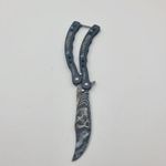 Sport si Outdoor - Camping - Cutite, bricege si accesorii - Cutite si bricege - Cutit Fluture cu Tais, Model Cap de Mort, Curbat, 10 cm, Negru - Infinity.ro