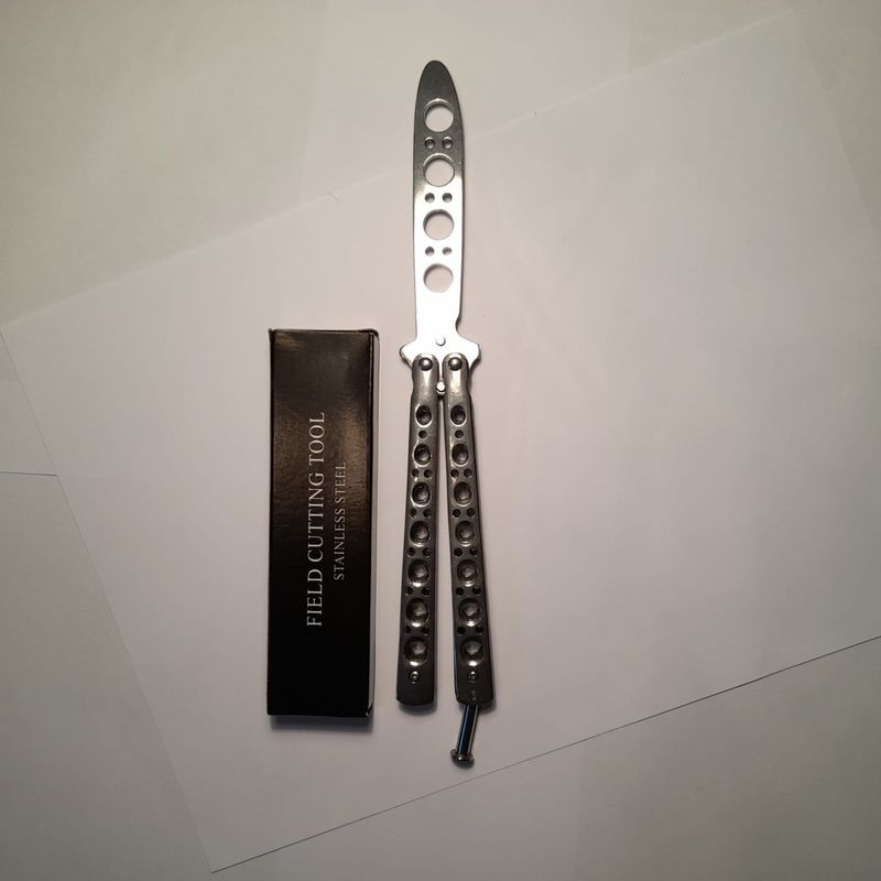 Sport si Outdoor - Camping - Cutite, bricege si accesorii - Cutite si bricege - Cutit fluture Butterfly, Balisong 22 cm, grii, antrenament, - Infinity.ro