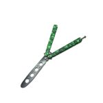 Sport si Outdoor - Camping - Cutite, bricege si accesorii - Cutite si bricege - Cutit fluture Butterfly, Balisong 22 cm, verde, cranii, fara tais, de antrenament - Infinity.ro