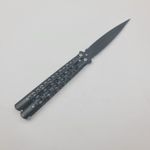 Sport si Outdoor - Camping - Cutite, bricege si accesorii - Cutite si bricege - Cutit Fluture cu Tais, Model Gauri, Otel, Husa Material Textil, 25 cm, Negru - Infinity.ro