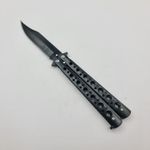 Sport si Outdoor - Camping - Cutite, bricege si accesorii - Cutite si bricege - Cutit Fluture cu Tais, Model Gauri, Deschidere Manuala, Otel, 23 cm, Negru - Infinity.ro