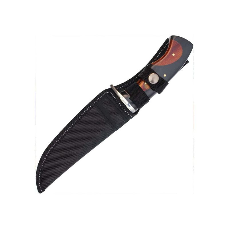 Sport si Outdoor - Camping - Cutite, bricege si accesorii - Cutite si bricege - Cutit de Vanatoare, Maner de Lemn Curbat, Lama din Otel, Husa Material Textil, 30 cm - Infinity.ro