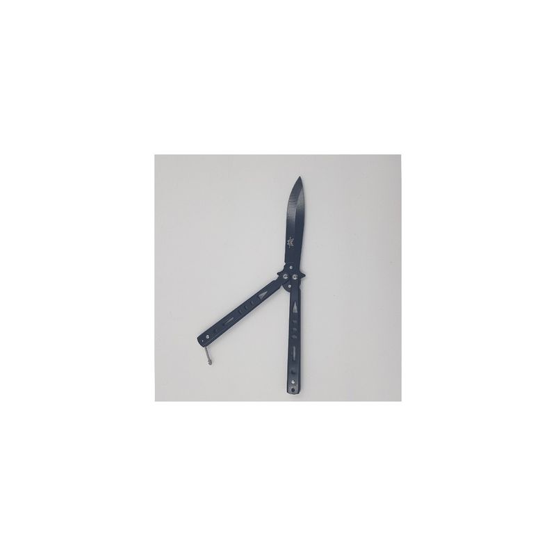 Sport si Outdoor - Camping - Cutite, bricege si accesorii - Cutite si bricege - Cutit fluture briceag negru cercuri decupate n2 - Infinity.ro