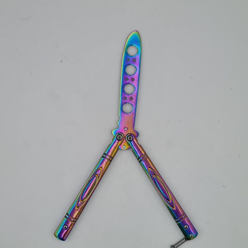 Sport si Outdoor - Camping - Cutite, bricege si accesorii - Cutite si bricege - Cutit fluture Butterfly, Balisong  21.50 cm, fade, fara tais, de antrenament, model ovale - Infinity.ro