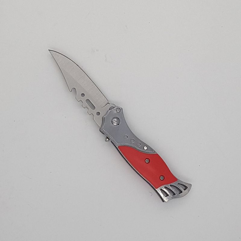 Sport si Outdoor - Camping - Cutite, bricege si accesorii - Cutite si bricege - Cutit deschidere a lamei pe buton, lama otel, rosu, 16 cm - Infinity.ro