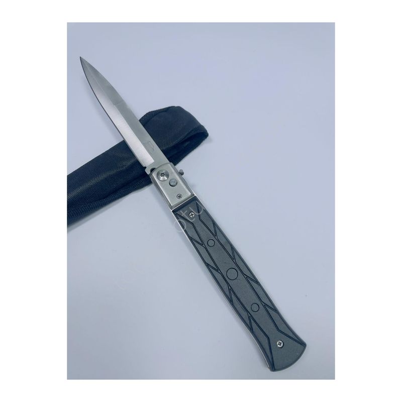 Sport si Outdoor - Camping - Cutite, bricege si accesorii - Cutite si bricege - Cutit cu Deschidere Automata pe Buton, Blocaj Lama, Maner Antialunecare, Husa, 31 cm - Infinity.ro