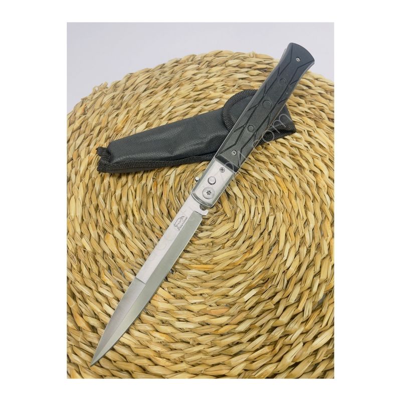 Sport si Outdoor - Camping - Cutite, bricege si accesorii - Cutite si bricege - Cutit cu Deschidere Automata pe Buton, Blocaj Lama, Maner Antialunecare, Husa, 31 cm - Infinity.ro