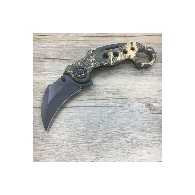 Sport si Outdoor - Camping - Cutite, bricege si accesorii - Cutite si bricege - Cutit Briceag Karambit Columbia, Deschidere Manuala, Maro, 18 Cm - Infinity.ro