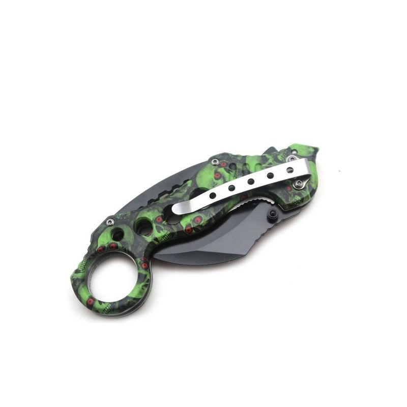 Sport si Outdoor - Camping - Cutite, bricege si accesorii - Cutite si bricege - Cutit Briceag Karambit Columbia, Deschidere Manuala, Verde, 18 Cm - Infinity.ro