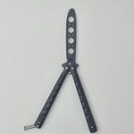 Sport si Outdoor - Camping - Cutite, bricege si accesorii - Cutite si bricege - Cutit Butterfly, Balisong fara tais, 22 cm, negru, model adancituri zigzag - Infinity.ro