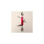 Sport si Outdoor - Camping - Cutite, bricege si accesorii - Cutite si bricege - Cutit briceag detasabil cu 6 functii lingura furculita rosu - Infinity.ro