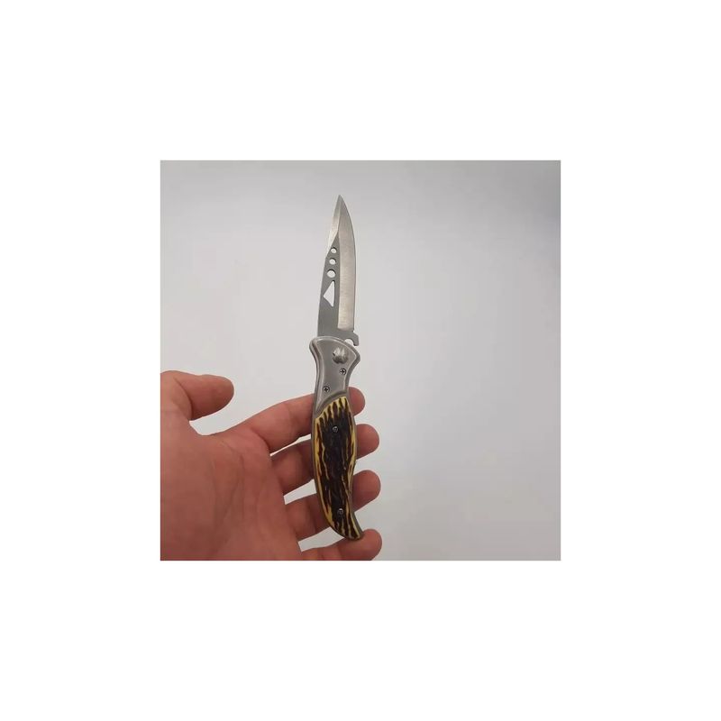 Sport si Outdoor - Camping - Cutite, bricege si accesorii - Cutite si bricege - Cutit briceag buton, Dalimag, 20 cm, imitatie os, husa - Infinity.ro