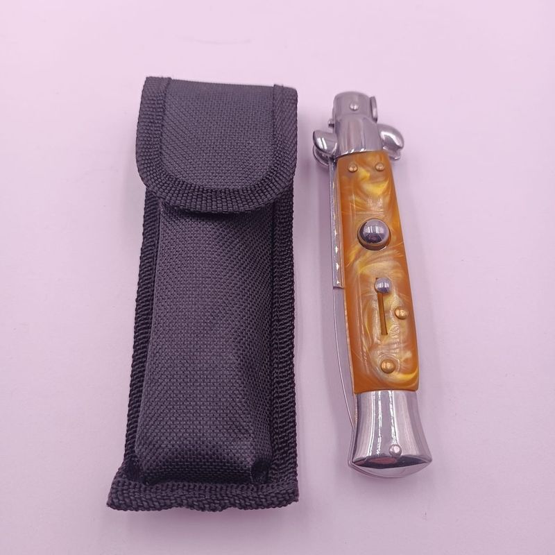 Sport si Outdoor - Camping - Cutite, bricege si accesorii - Cutite si bricege - Cutit Automat pe Buton, Maner Marmura, Otel, Husa, 22 cm - Infinity.ro