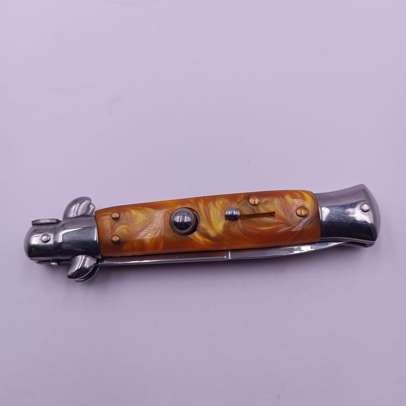Sport si Outdoor - Camping - Cutite, bricege si accesorii - Cutite si bricege - Cutit Automat pe Buton, Maner Marmura, Otel, Husa, 22 cm - Infinity.ro