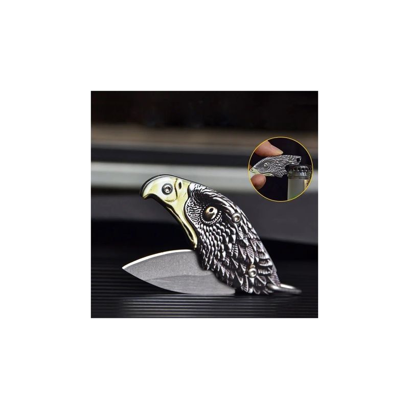 Sport si Outdoor - Camping - Cutite, bricege si accesorii - Cutite si bricege - Cutit Breloc, Model Vultur,  65x25x6mm - Infinity.ro