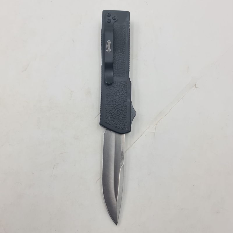 Sport si Outdoor - Camping - Cutite, bricege si accesorii - Cutite si bricege - Cutit Automat pe Buton, Dispozitiv Spart Geam, Sistem Prindere Curea, Negru, 20 cm - Infinity.ro