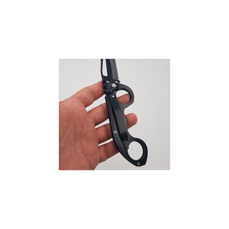 Sport si Outdoor - Camping - Cutite, bricege si accesorii - Cutite si bricege - Cutit 2 inele deschidere automata buton, dalimag, 22 cm, negru - Infinity.ro