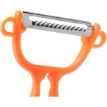 Casa si Gradina - Bucatarie si vesela - Ustensile bucatarie - Razatori si curatatoare - Curatatoare dubla, Legume si Fructe, din Plastic, Agatatoare, 18 cm, Portocaliu - Infinity.ro