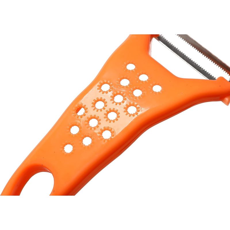 Casa si Gradina - Bucatarie si vesela - Ustensile bucatarie - Razatori si curatatoare - Curatatoare dubla, Legume si Fructe, din Plastic, Agatatoare, 18 cm, Portocaliu - Infinity.ro