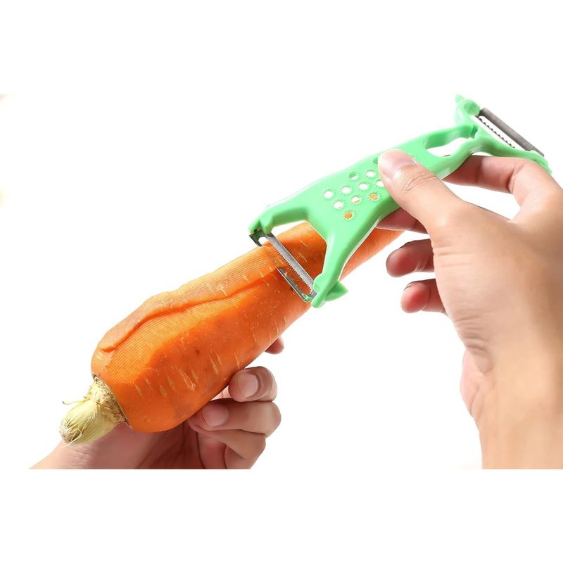 Casa si Gradina - Bucatarie si vesela - Ustensile bucatarie - Razatori si curatatoare - Curatatoare dubla, Legume si Fructe, din Plastic, Agatatoare, 18 cm, Verde - Infinity.ro