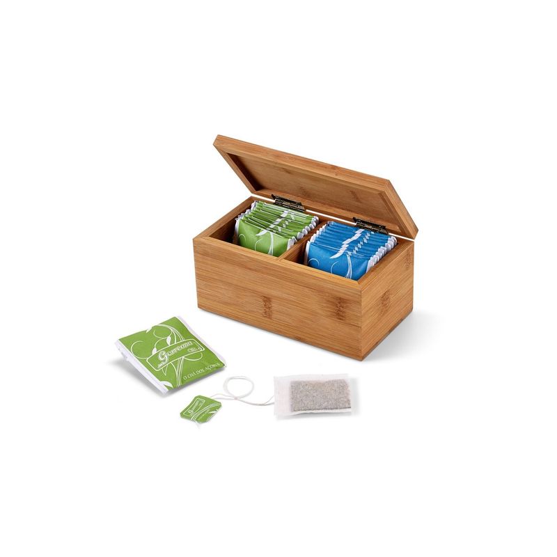 Casa si Gradina - Bucatarie si vesela - Vase pentru gatit - Accesorii ceai - Cutie de ceai din bambus cu 2 compartimente si inchidere magnetica - Infinity.ro