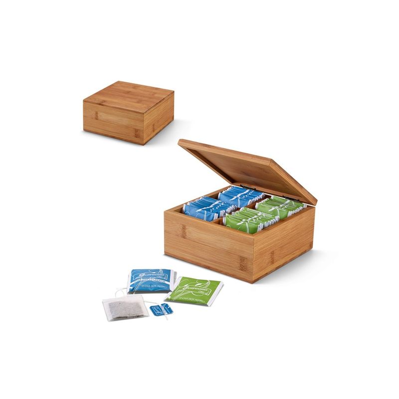 Casa si Gradina - Bucatarie si vesela - Vase pentru gatit - Accesorii ceai - Cutie de ceai din bambus cu 4 compartimente si inchidere cu magnet - Infinity.ro