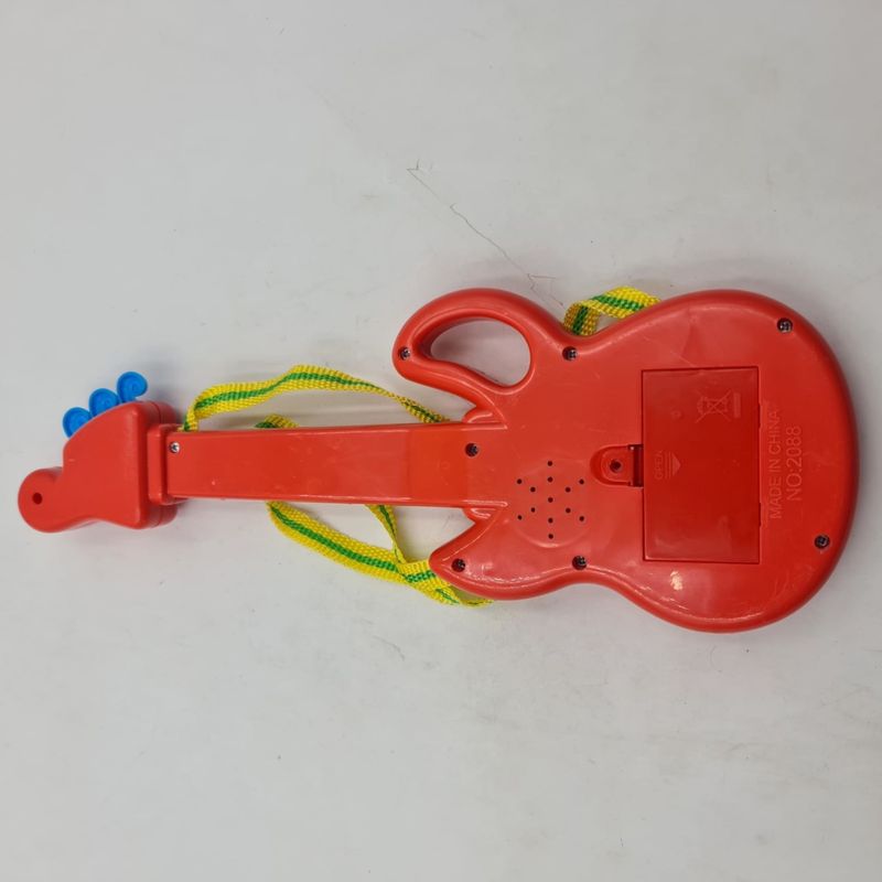 Jucarii, Copii si Bebe - Jucarii si jocuri - Jucarii de rol - Instrumente muzicale de jucarie - Chitara de Jucarie Pentru Copii cu Agatatoare de Gat, Sunete, 30 cm, Rosu - Infinity.ro
